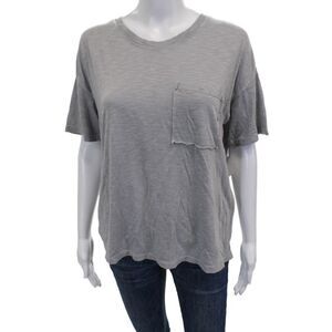 Crown Jewel Womens Basic Gray Crew Neck Short Sleeve T-Shirt Size S